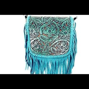 Turquoise Crossbody Fringe Bag